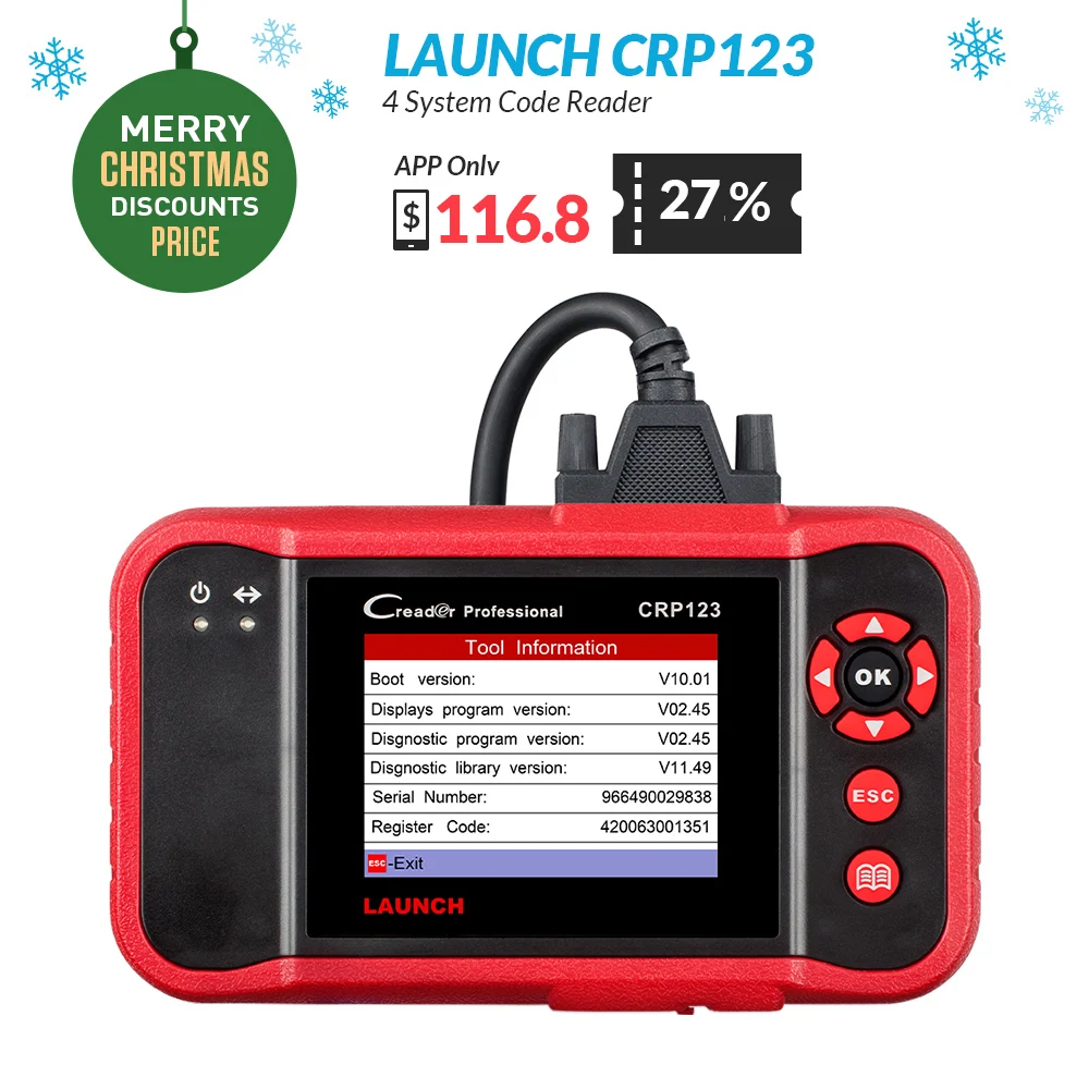 Launch Creader CRP123 OBD2 Auto Diagnostic Tool free Update X431 crp123