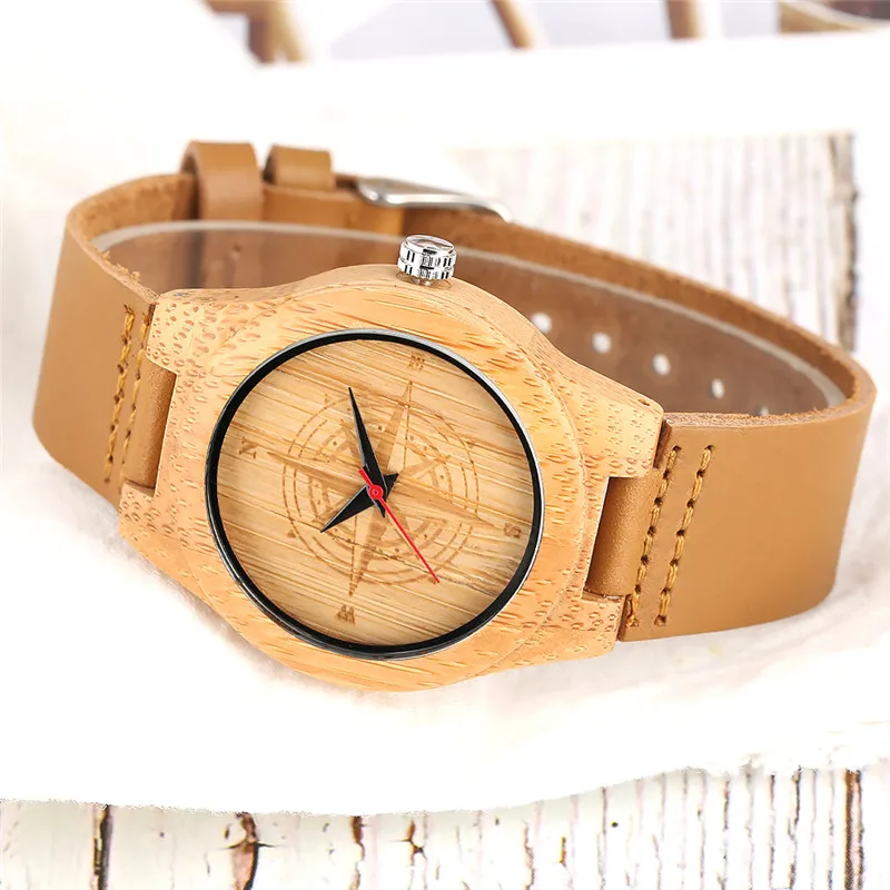 Шикарные Прочные Легкие кварцевые часы из бамбука Move Мужские t для мужчин Премиум ручной работы бамбуковые часы Креативный дизайн