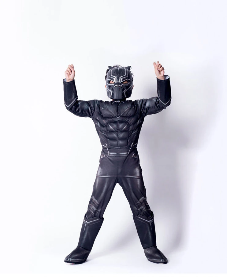 Cosplay&Ware [9]Muscle Black Panther Cosplay Costume Children Halloween Captain America Civil War Movie Marvel Superhero -Cosplay&Ware anime Shop
