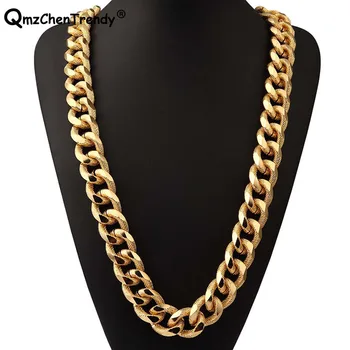 

Extra-coarse T Show 21mm Super Heavy Women Mens Thick Miami Cuban Chain Necklaces Golden Bling Hip Hop Rapper DJ Jewelry