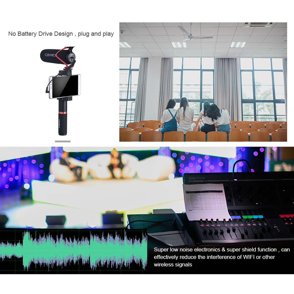 COMICA CVM-V30 LITE микрофон с супер-Cardioid диаграмма направленности Холодный башмак дизайн конденсаторный микрофон для смартфона Камера черный, красный