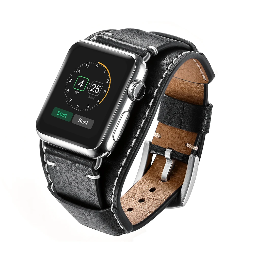 Ремешок кожаный для Apple Watch Band 44 мм 38 42 40 белый двойной браслет Tour iWatch 4 3 2 Bands
