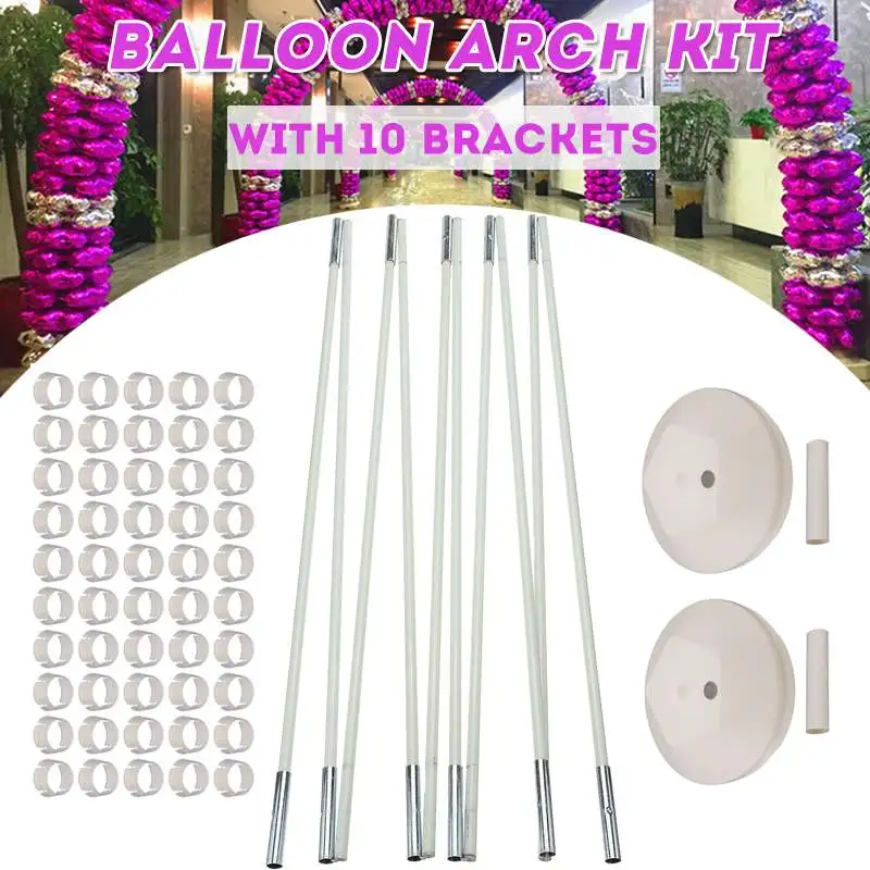  Balloon Column Stand Kits Arch Stand with 10 Brackets 2 Bases 50 Buckles for Wedding Birthday Festi