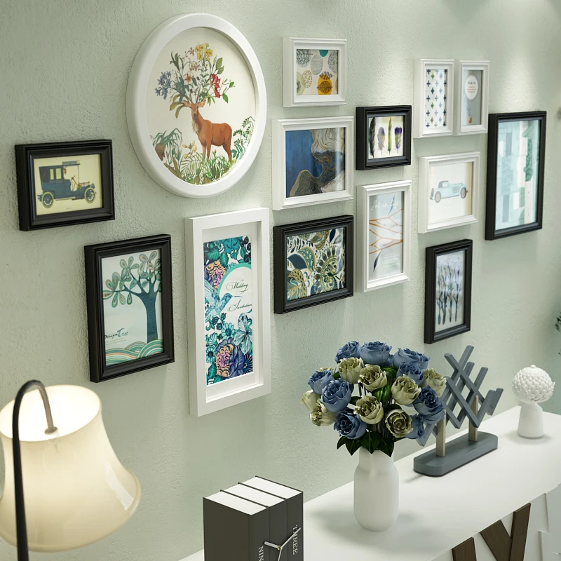 

INKANEAR Creative Beautiful Fashion Painting Nautical Style Photo Frame Set Solid Wood Home Decor Wall Decoration DIY HF9063