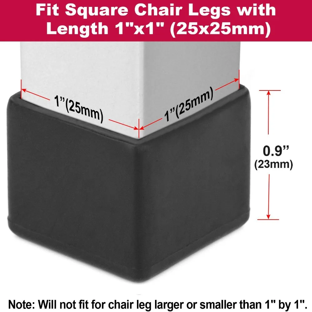 16 шт. 1 ''x 1" квадратный стул ноги защита для пола 1 дюйм 1 в таблице Защита ног колпачки на ножки стула вне помещения, кресло для патио кончики ножек