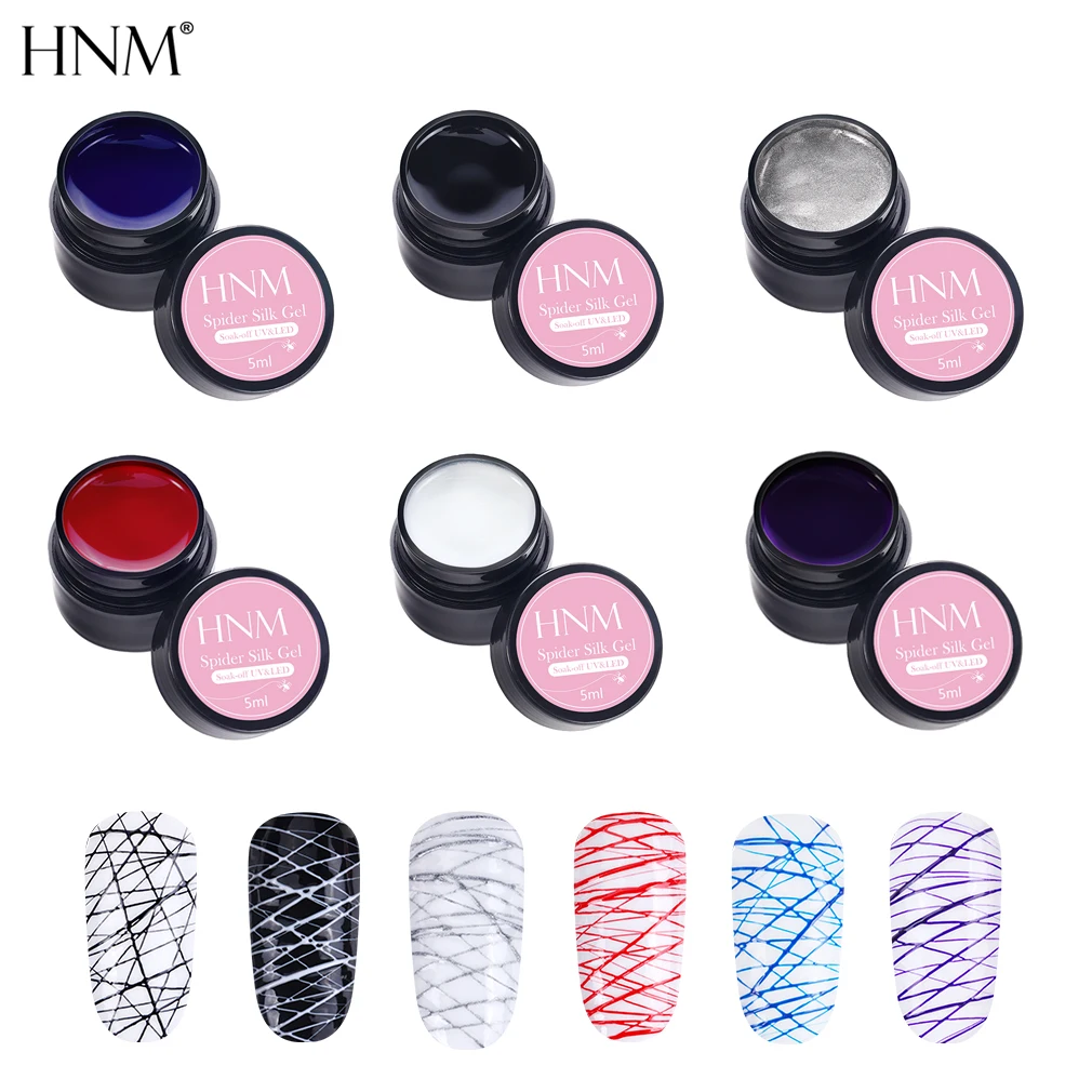 

HNM 5ml Nail Art Spider Silk Gel Soak Off UV Gel 12 Colors Vernis a Ongle Stamping Enamel Nagellak Long Lasting Lucky Lacquer