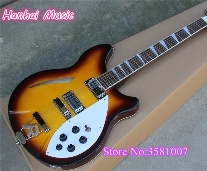 

6-String Electric Guitar,Tobacco Sunburst Color with Semi-hollow Body,24 Frets with Rosewood Fingerboard and can be Customized