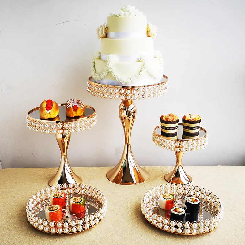Torre Base Para Cupcakes Postres Premium 3 Niveles Color Amarillo