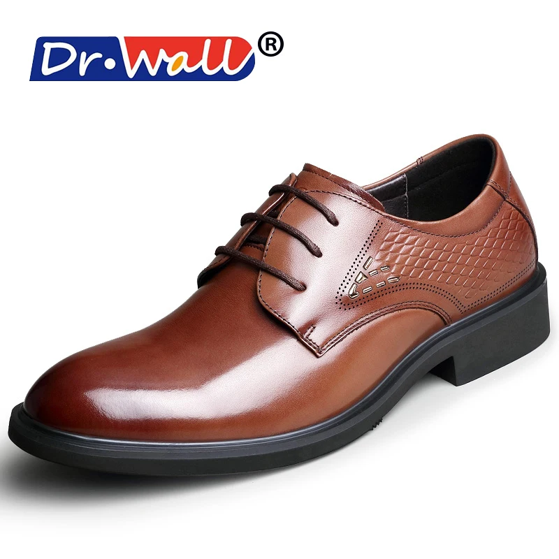 

Arrival Rushed New 2017 Fashion Men Lace-up Business Genuine Leather Shoes Casual Dress Flat Wedding Party Man 2352494