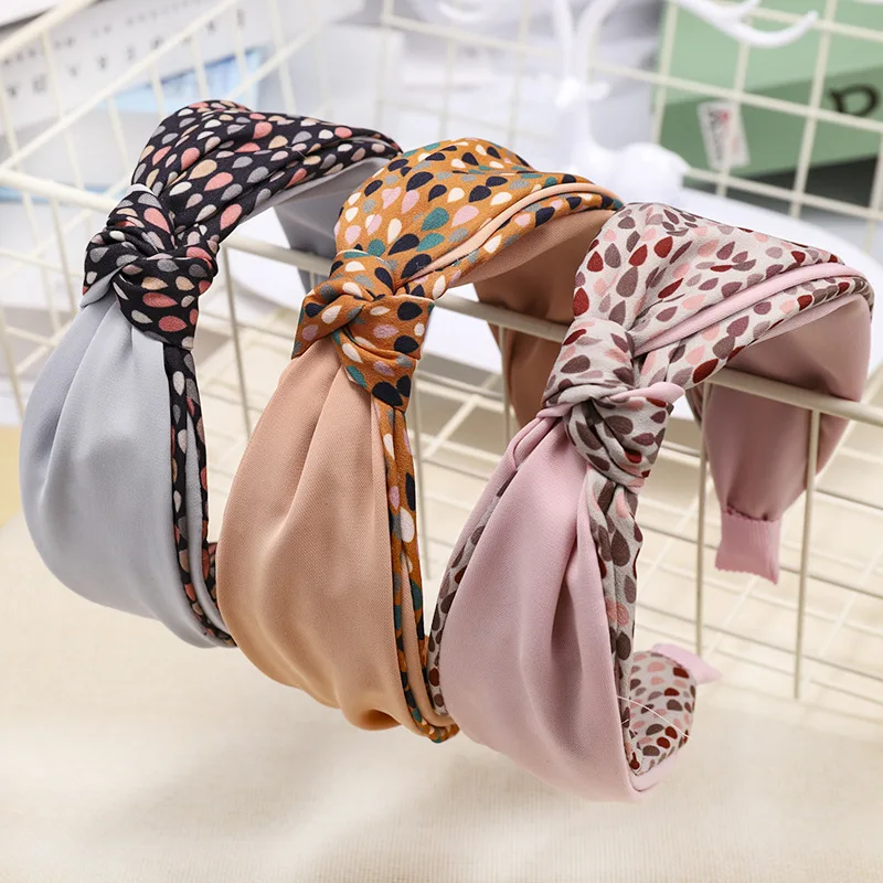 

DPSaiLYY 2PC Wholesale Korea New Fashion Dot Fabric Hair band Latest Hairband Designs Head wraps