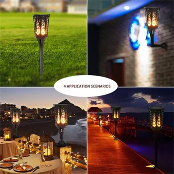 

Flickering Solar Lights Wall Light Built-in Night Sensor 96 LED Waterproof Outdoor Home Yard Pathway Fixtures Decorative
