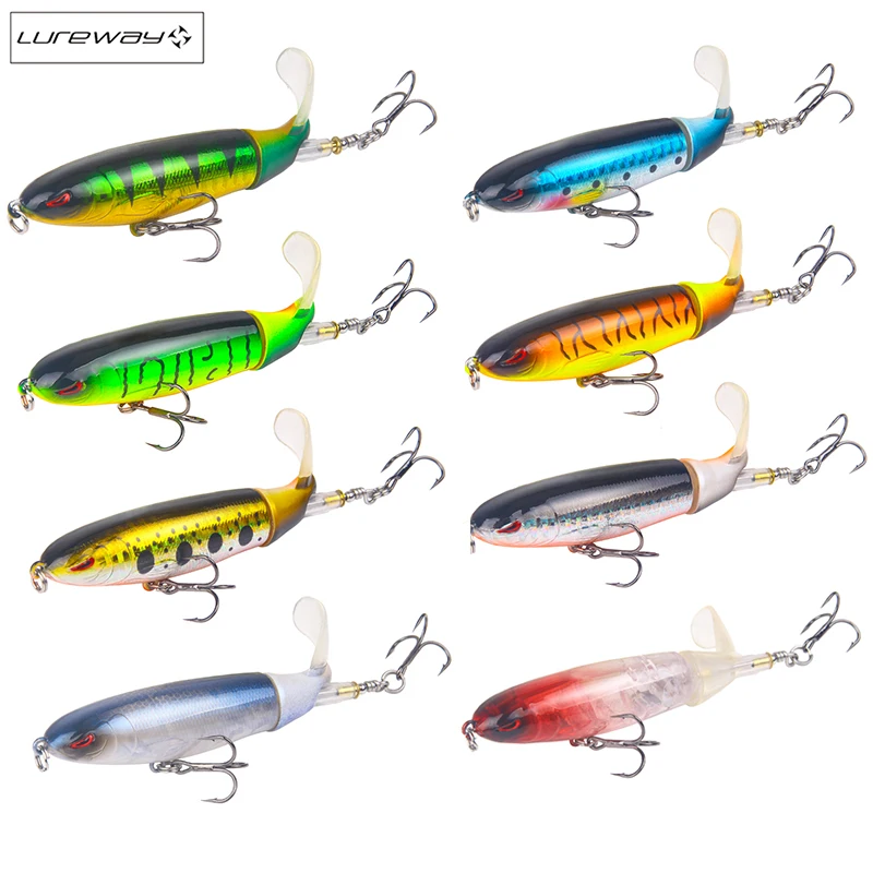 

Whopper Popper 9cm 13g Topwater Fishing Lure Artificial Hard Bait 3D Eyes Plopper Soft Rotating Tail Winter Fishing Tackle Bass