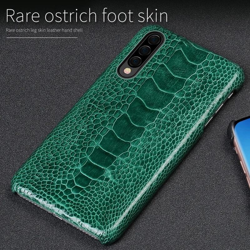 

Luxury Real Ostrich Leg leather For samsung a50 case funda Shockproof back cover For Samsung Galaxy A70 Full protection 360 case