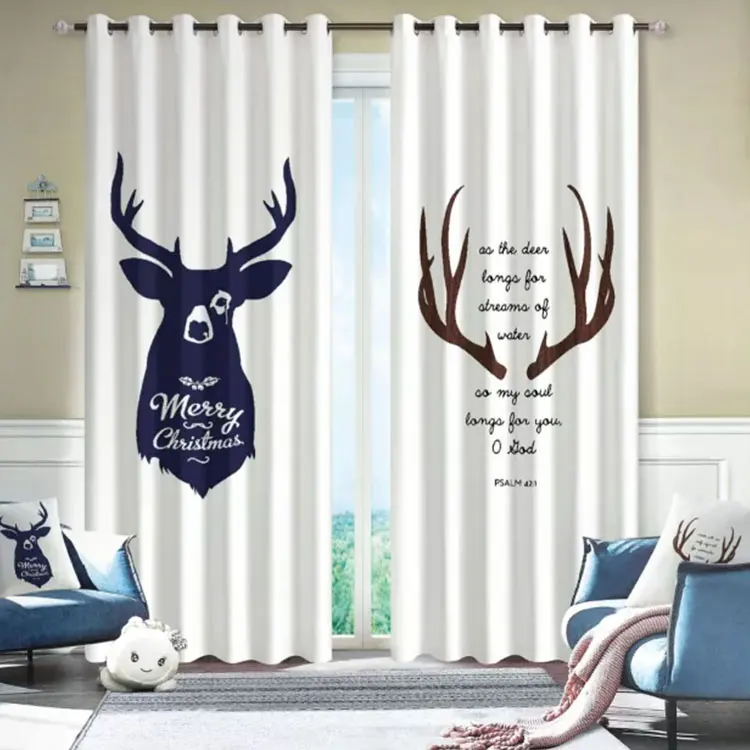 

Window Elk 3D Curtain Living Room Modern Home Goods Window Treatments Polyester Printed 3d Curtains For Bedroom