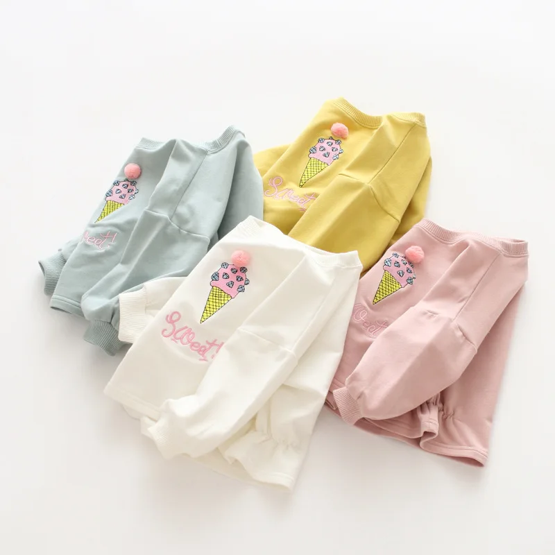 MILANCEL/ новая детская одежда хлопковые рубашки для девочек базовые рубашки с длинными рукавами для девочек Весенняя блузка для девочек топы для детей с мороженым