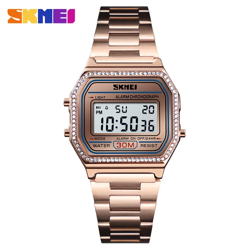 

SKMEI Fashion Outdoor Sport Women Watch EL Light Week Display Digital Watches Alloy Case Wristwatch Women Watch reloj mujer 1474