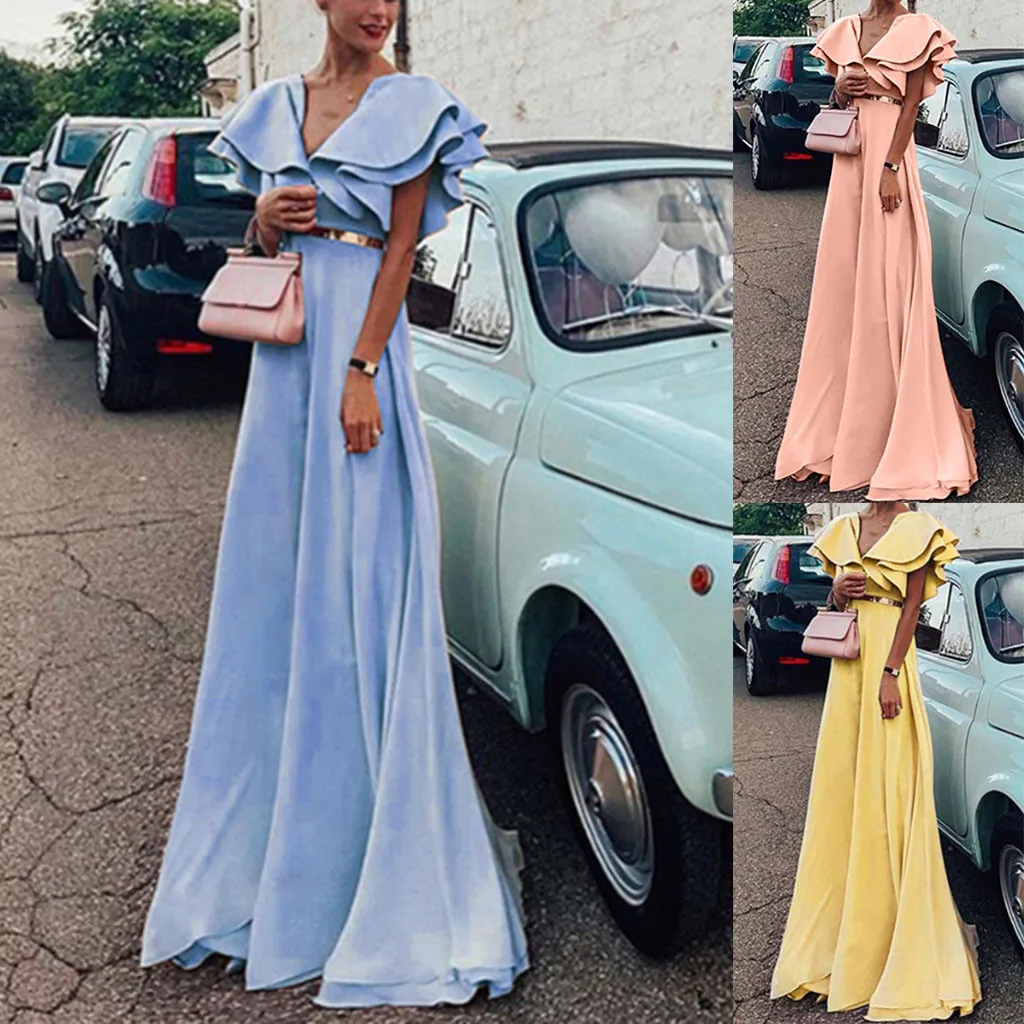 

Summer Dress Women New 2019 Vacation Party Women Fashion Wedding Elegant Muslim Evening Party Casual Maxi Elegant Dress
