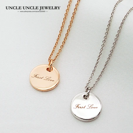 

Brand Design Rose Gold Color First Love Style Round Polished Surface Simple Woman Pendant Necklace Wholesale Gifts