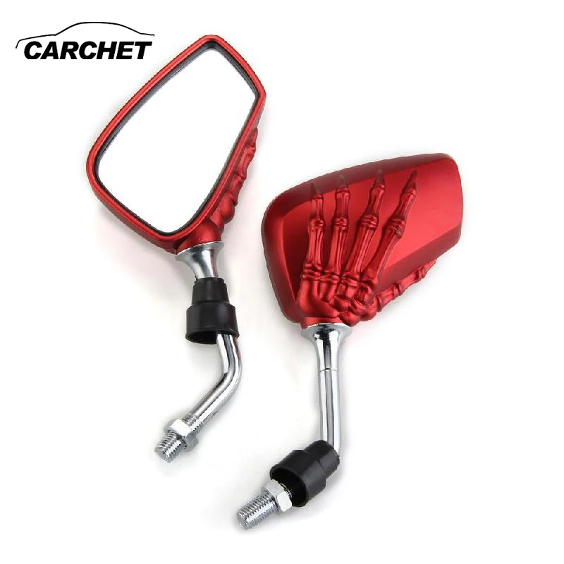

CARCHET Motorcycle Cruiser Side Rear View Mirrors Chrome SKELETON Skull HAND Claw Motorbike Side Mirror for Yamaha Honda Suzuk