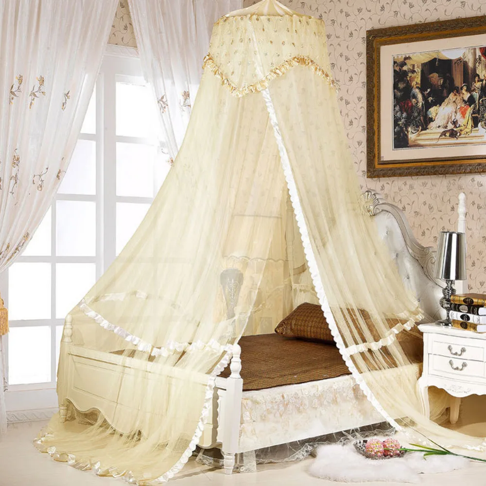 NEW ANTIQUE STYLE HANGING MOSQUITO NET FLORAL BED CANOPY FLY INSECT PROTECTION