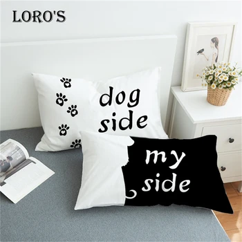 

Romantic Cat Dog Side Pillow Case White Couple Lovers Gift Pillow Throw Pillowcases Home Beddroom Two Pair Pillows Bedding Set