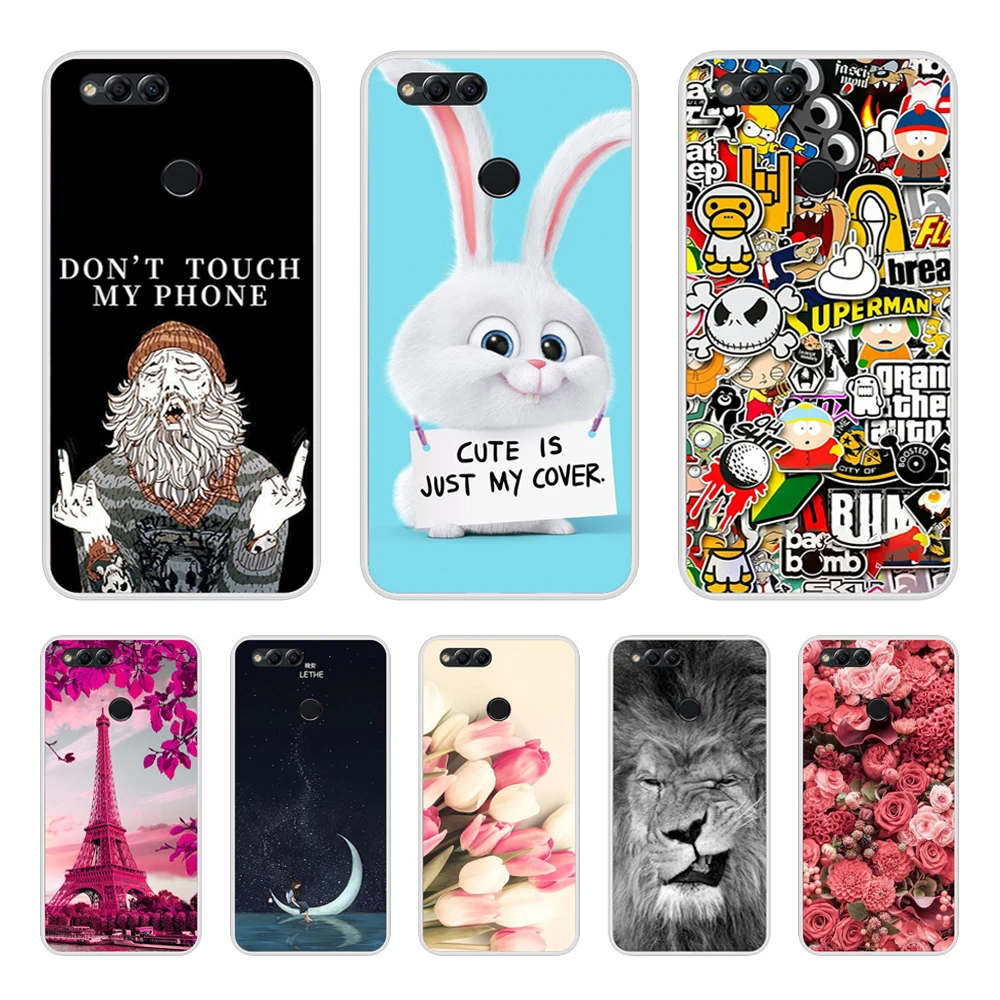 

Soft TPU Case For Huawei Honor 7X Back Phone Cover For Huawei Honor 7x Case Painted Silicone Cases For Huawei Honor 7X Shells