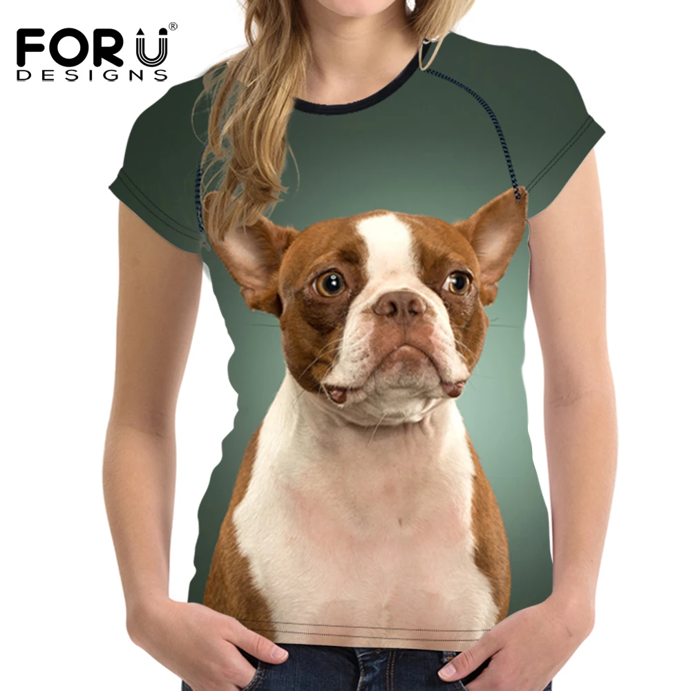 

FORUDESIGNS Sport T-shirt Women for Gym Funny French Bulldog Dog Summer Short Sleeveless Shirt Print Female T Shirt Yoga Tees