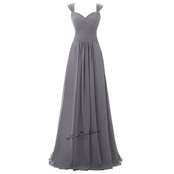 

Robe Demoiselle d'honneur Gray Bridesmaid Dresses Long Elegant Wedding Party Dress Straps Custom Made Cheap Prom Gowns Jurken