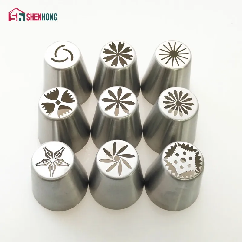 9 шт./компл. русские Кондитерские насадки из нержавеющей стали глазурь тюльпан
