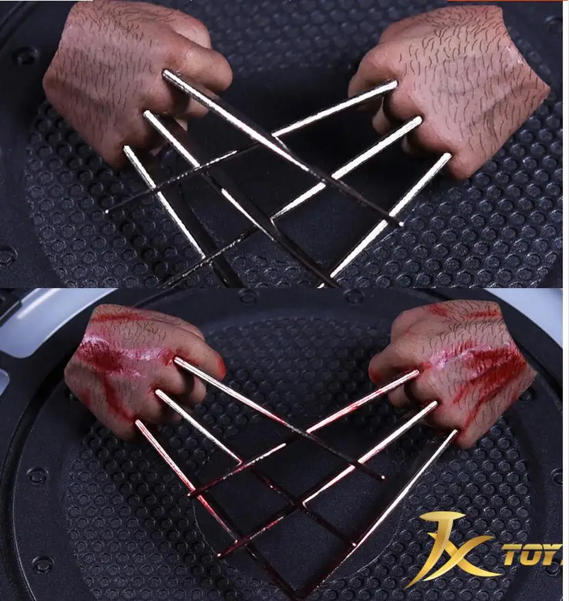 

1/6 Wolverine Logan metal claw w/ blood hands realistic hair for Hot Toys