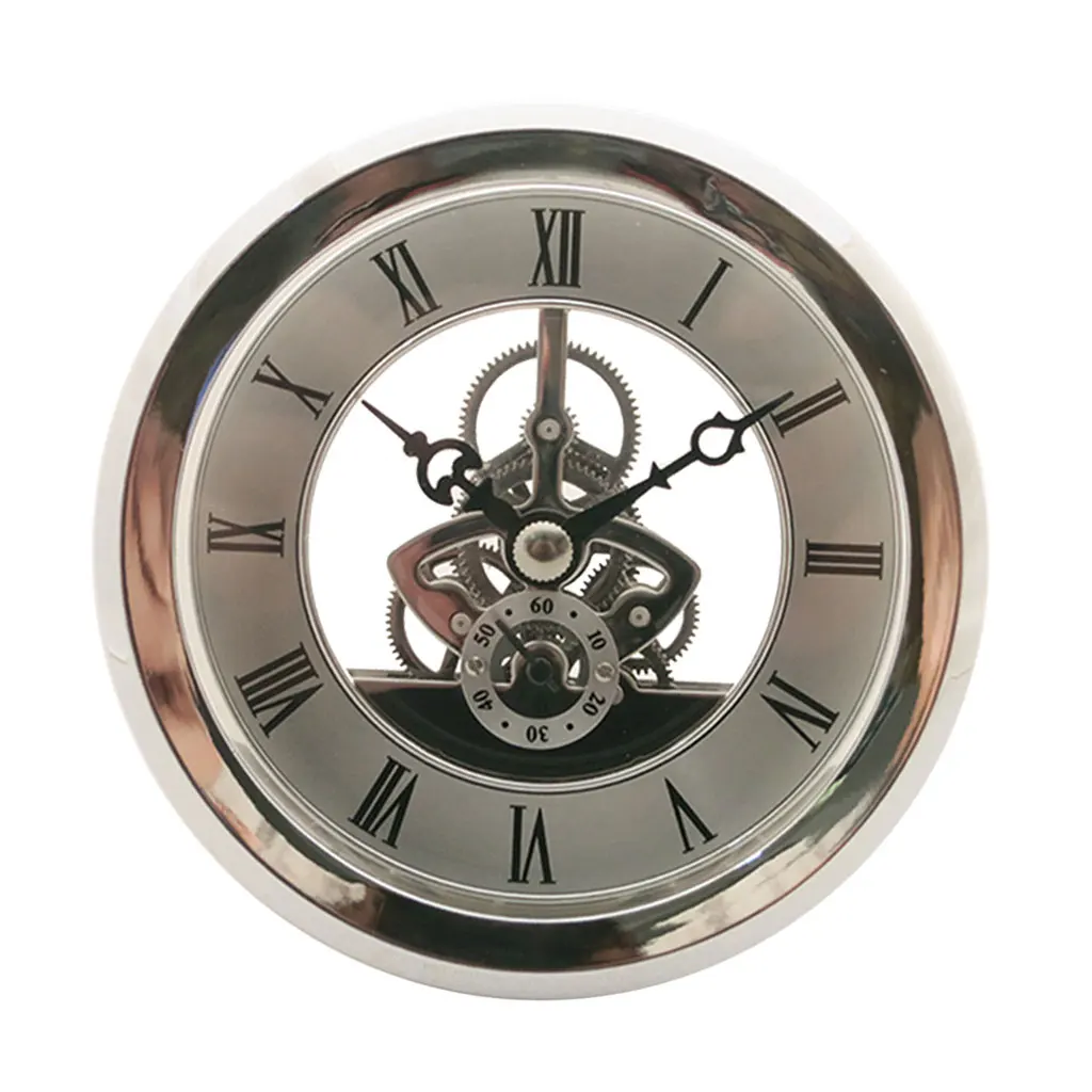 MagiDeal 103mm Dial Roman Numeral Watch Anniversary Quartz Skeleton Clock Insert with Silver Trim