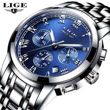 Top Marque De Luxe LIGE Hommes de Quartz-Montre En Acier Inoxydable Bande Noir Horloge Chronographe hommes Montres relogio masc Top Marque De Luxe LIGE Hommes de Quartz-Montre En Acier Inoxydable Bande Noir Horloge Chronographe hommes Montres relogio masc