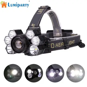 

LumiParty 5LED T6+2XPE Bright Head Light Focusing Camping Lamp USB Charging Lamp for Night Fishing Outdoor Activities