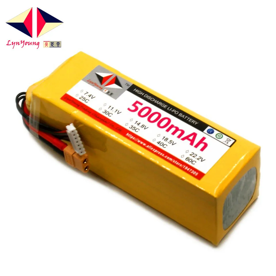 LYNYOUNG AKKU lipo font b battery b font 6S 22 2V 5000mAh 25C for RC Rechargeable