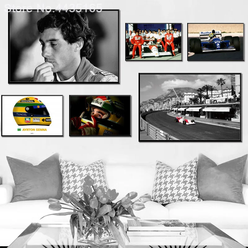 Постеры и принты Ayrton Senna Da Silva F1 гонщик Чемпион художественный плакат Настенная картина холст живопись для гостиной домашний декор