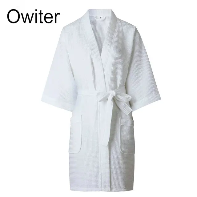 Ladies Womens Waffle Bath Robe 100 Cotton Dressing gown Comfortable Nightwear Terry Robe hotel