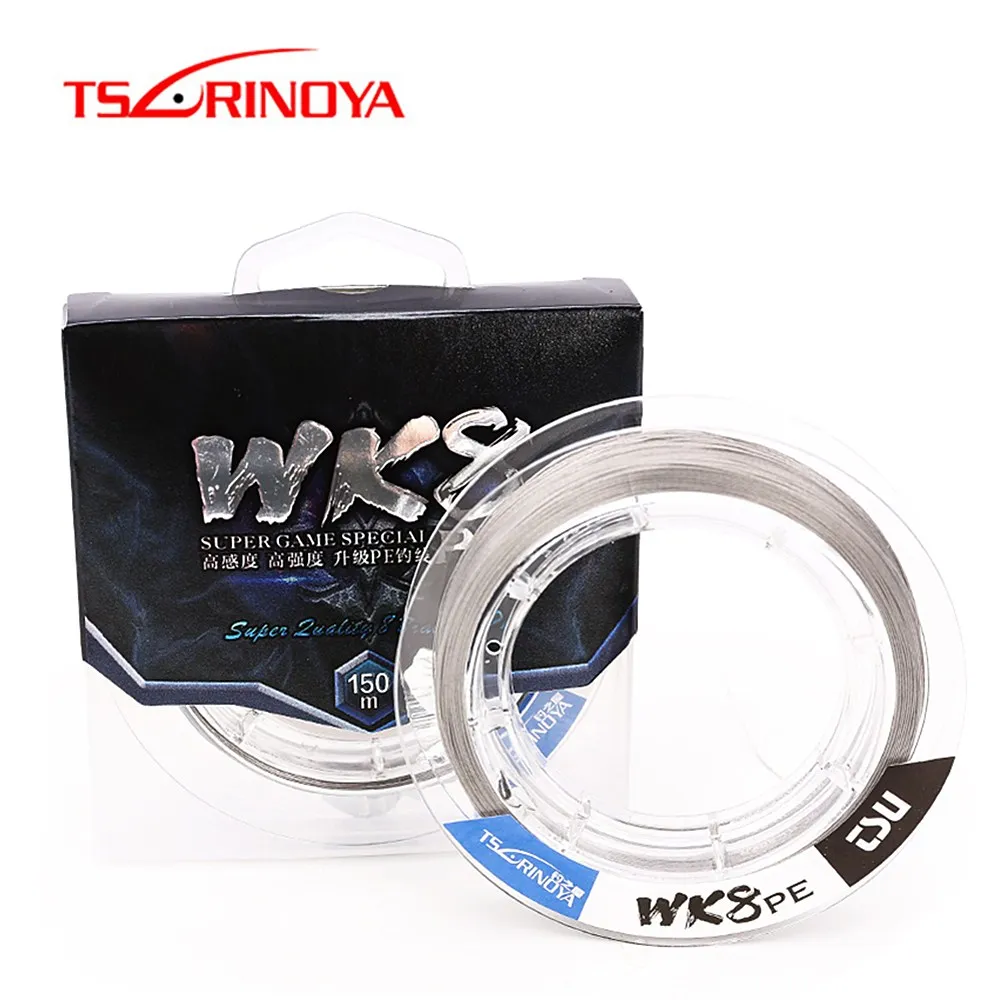 

TSURINOYA WK8 PE Line 8 Strands Braided Fishing Line 150m 0.8#-2.5#/ 16-45lb Multilament Fishing Wire Linha De Pesca Pescaria