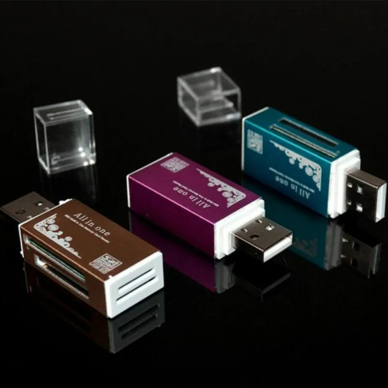 4-in-1 Aluminum Shell Metal Card Reader USB2.0 All-in-one High-speed Universal SD TF Card Reader  MMC Card  Readers