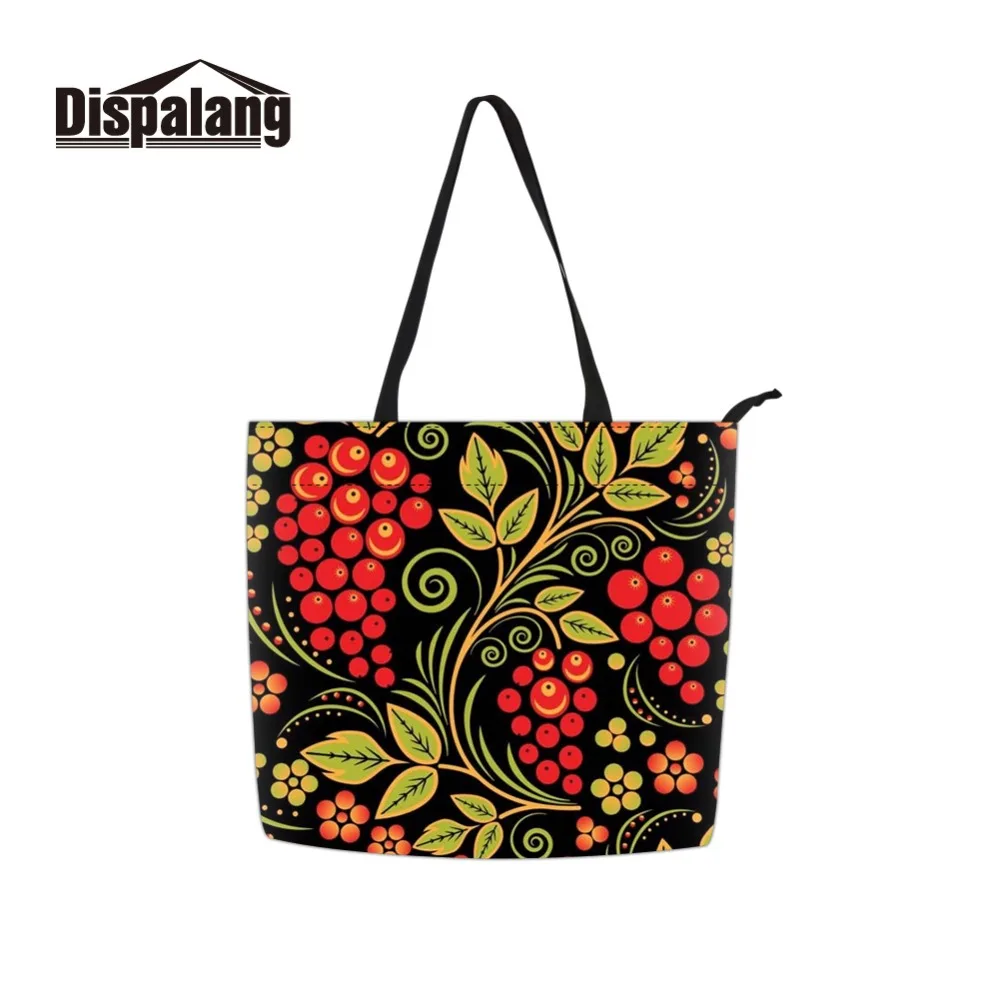 

Dispalang Personalized Shoulder Bags for Women Custom Russian Elements Stylish Prints Cotton Canvas Ladies Large Female Shopper