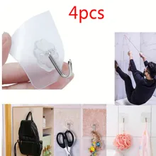 4 шт. прозрачные крепкие самоклеющиеся дверные настенные вешалки для полотенец, швабры, держатель для сумки, крючки для подвешивания, аксессуары для кухни и ванной комнаты