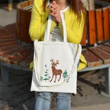 YILE Хлопок Холст Ткань сумка эко хозяйственная сумка с принтом оленя цветок A05