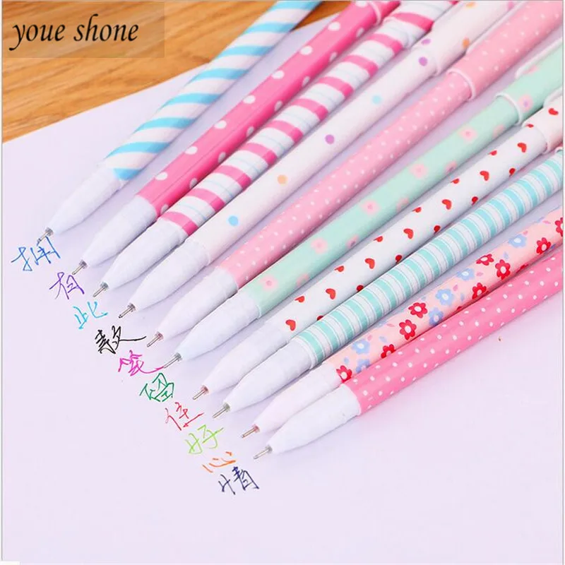 

YOUE SHONE 10PCS/LOTS Korea stationery sets creative fresh flower ten-color gel pens cute student stationery color pen 0.38MM