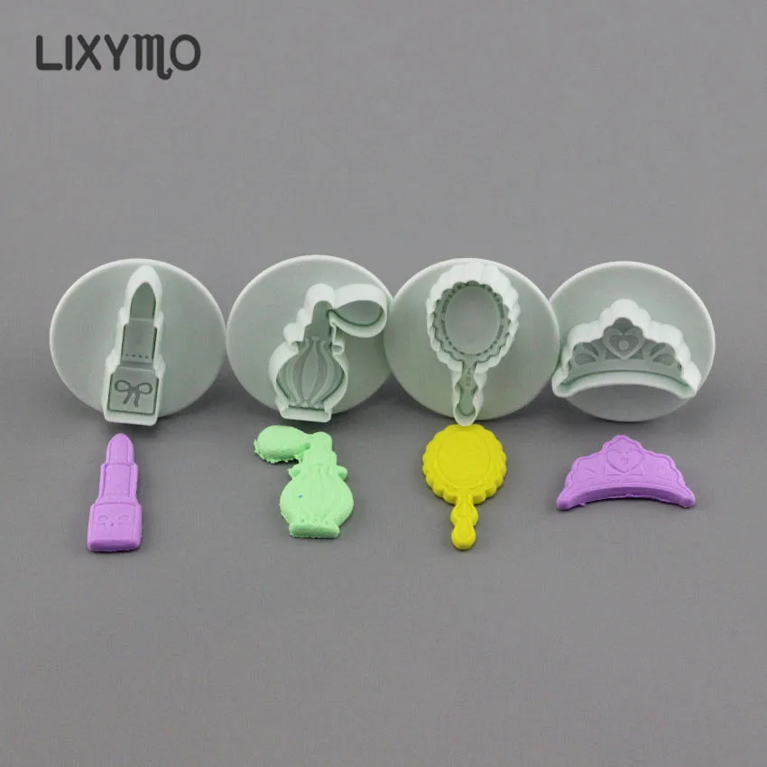 

1SET Lipstick Mirror Crown Perfume Shaped Fondant Cookies Molds Cutters Sugar craft Moulds Cup Cake Dessert Decoration Tools