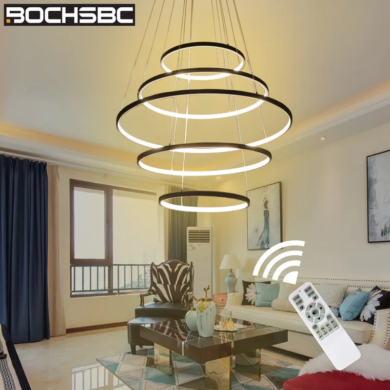 BOCHSBC Современные кольца круг подвесной светильник ПВХ и Металл Led светильники для