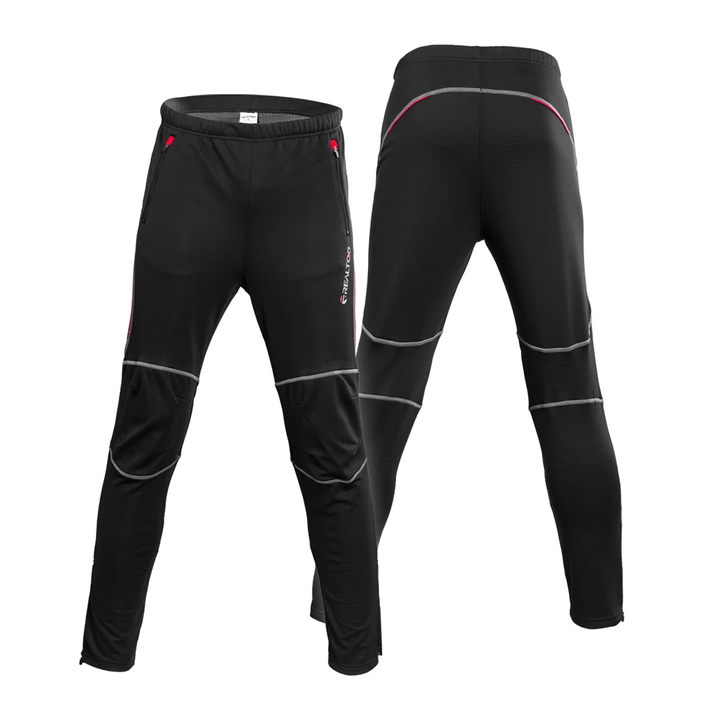 Мужские велосипедные штаны, ветрозащитные спортивные штаны, зимние теплые флисовые уличные спортивные штаны для езды на велосипеде - Цвет: Черный