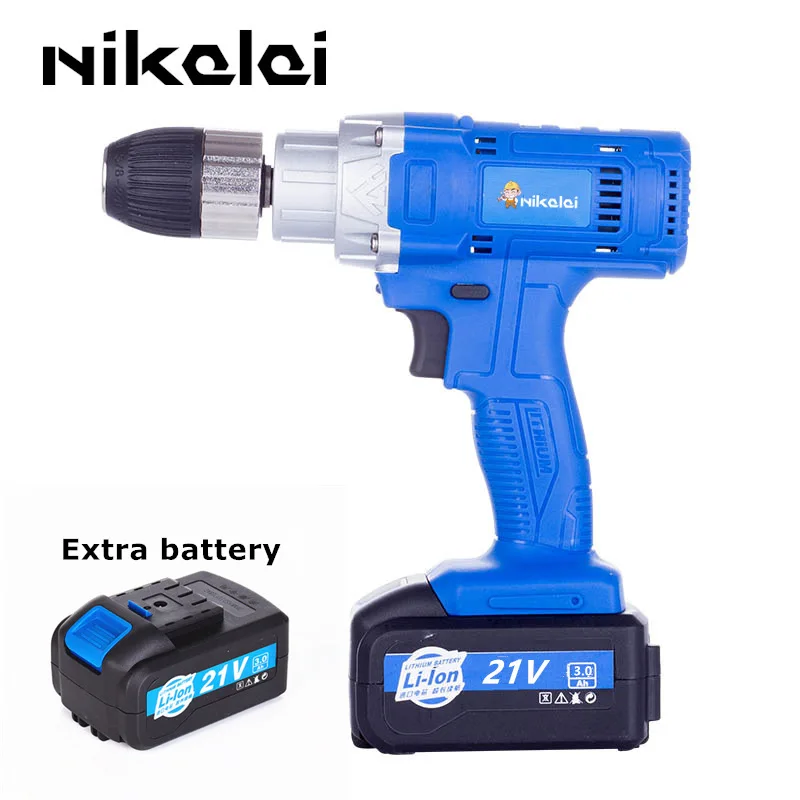 21V 3.0Ah Drill chuck 1.5mm-13mm rechargeable lithium spare battery drill hand electric drill home electric cordless screwdriver