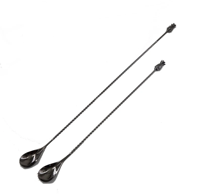 Pineapple Bar spoon Stainless Steel Mixing Spoon Spiral Pattern Bar Cocktail Shaker Spoon cocktail spoon cocktail stirrers