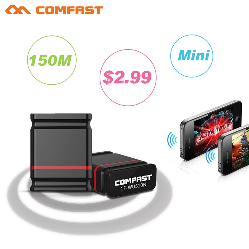  Lowest price150Mbps usb WIFI adapter CF-WU810N network LAN Card Comfast RTL8188EU wireless usb wlan adapter 802.11n wi-fi dongle 