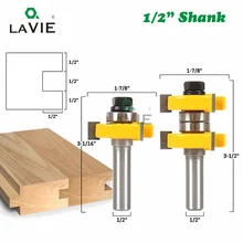 2pcs 12 millimetri 1/2 Pollici Gambo Tongue & Groove Router Bits Set Magazzino 1-1/2 Tenone Fresa per il Legno Strumenti di Lavorazione Del Legno Bit 03074