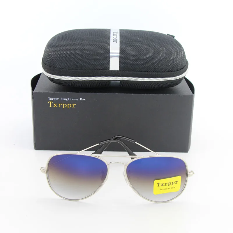 

Txrppr Classic Pilot Glass Lens Sunglasses Womens Men Sunglasses Eyeglass UV400 Silver Metal Frame Gradient Eyewear With box